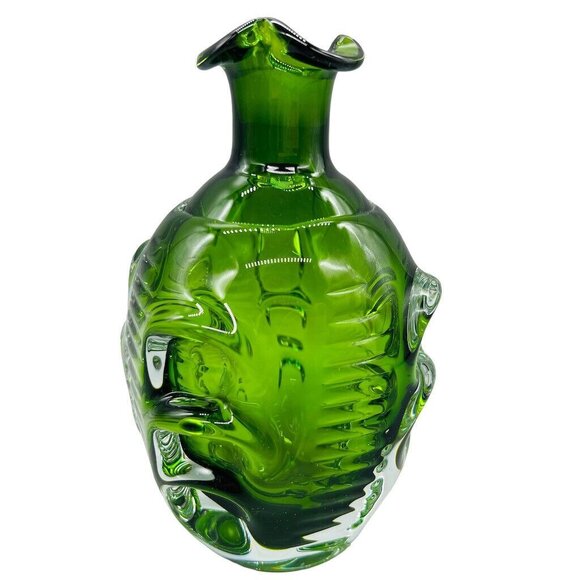 Vintage Blown Art Glass Decanter Green BO Bergstrom of Aseda Sweden Art Deco - Picture 1 of 10